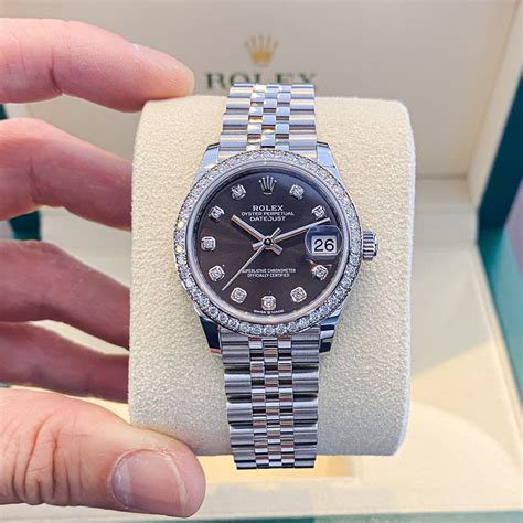 Rolex Datejust31 31mm Steel/WG Dark Grey Dial Diamond .